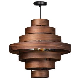 Walnut hanglamp 7 ringen hout